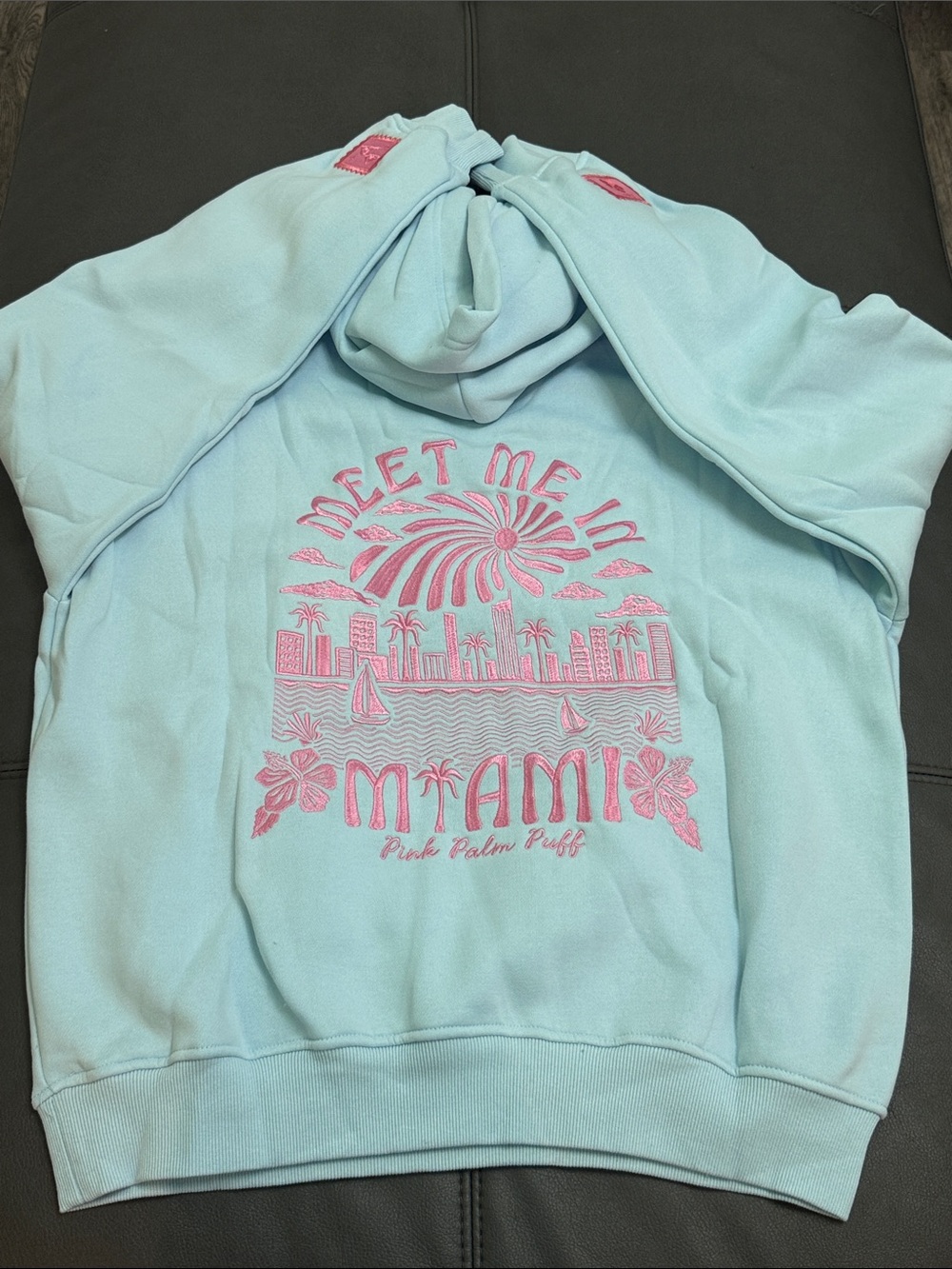 Pink Palm Puff Women's Sweater - Baby Blue (Special Edition *Miami*)